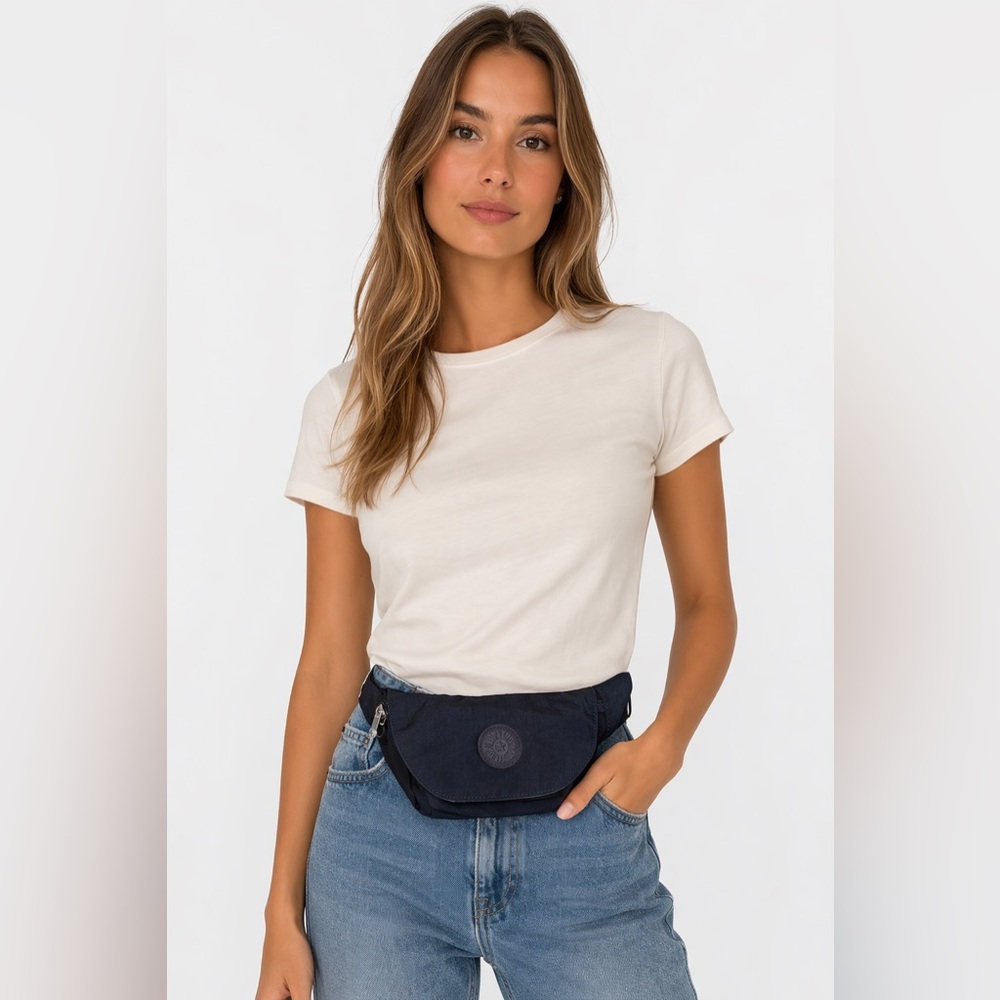 67 Kipling Navy Nylon Fanny Pack Crossbody Belt Bag Y2K Boho